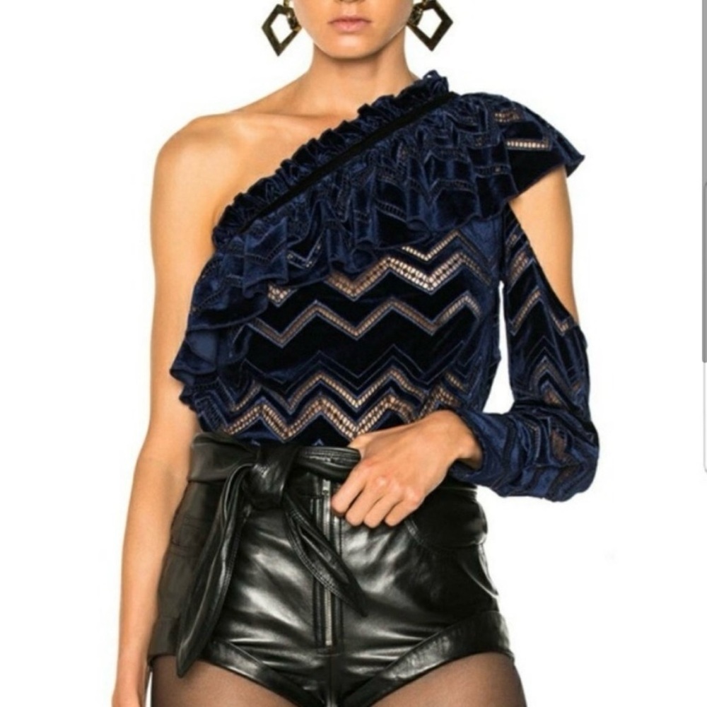 Self Portrait Velvet one shoulder Top Size 6